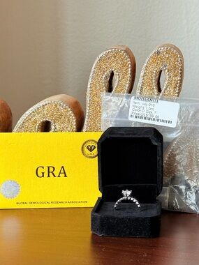 Moissanite Silver Ring Sz 7